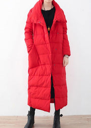 2021trendy plus size women  parka v neck coats red thick warm down coat winter - bagstylebliss