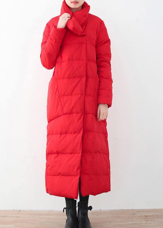 2021trendy plus size women  parka v neck coats red thick warm down coat winter - bagstylebliss