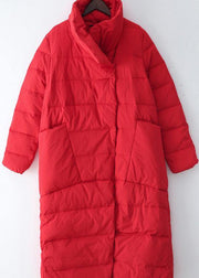 2021trendy plus size women  parka v neck coats red thick warm down coat winter - bagstylebliss