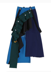 2021 Fashion A-Line Multicolor Patchwork Ruffle Ladies Casual Irregular Skirt - bagstylebliss