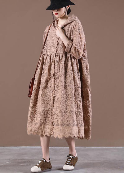 2021 Hooded Spring Tunic Dress Loose Lace dresses - bagstylebliss