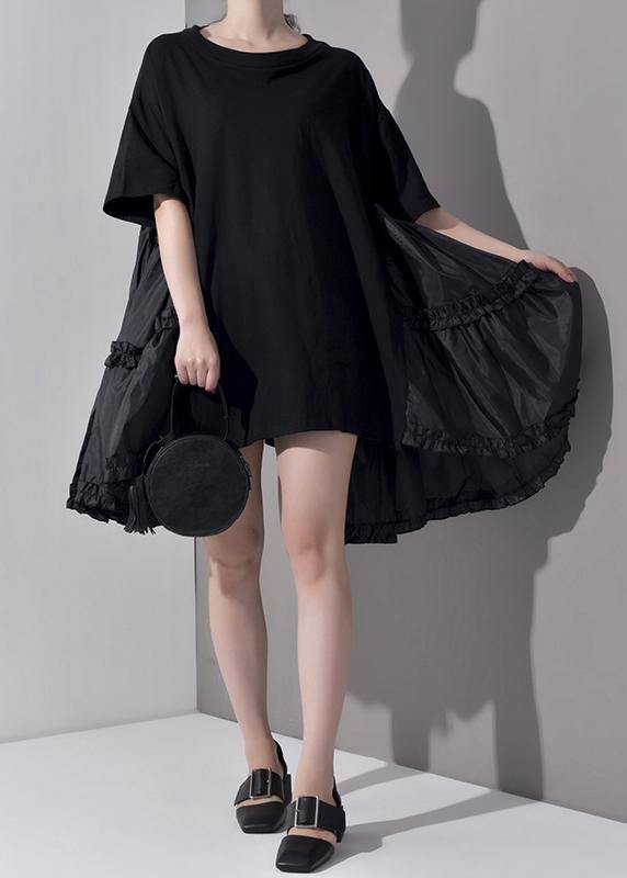 2021 New Spring Summer Round Neck Half Sleeve Pleated Big Size Dress - bagstylebliss