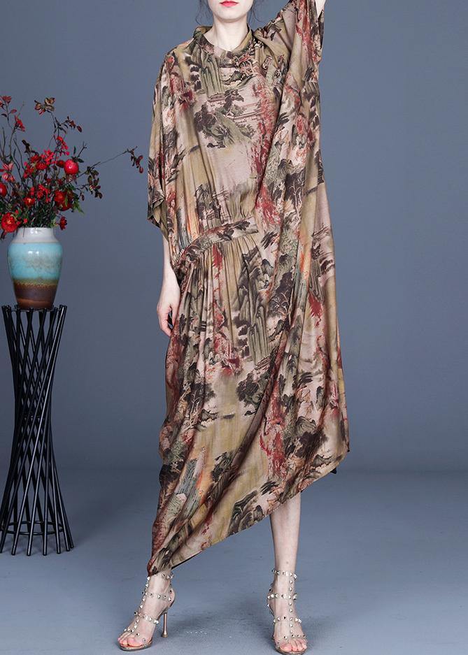 2021 Spring And Summer Landscape Print Dress - bagstylebliss