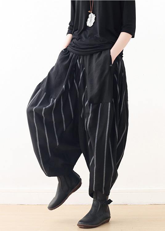 2021 Spring New Black Grey Striped High Waist Pants - bagstylebliss