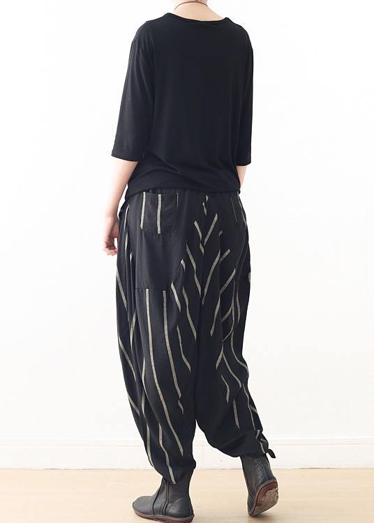 2021 Spring New Black Grey Striped High Waist Pants - bagstylebliss