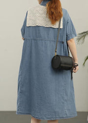 2021 Wash Casual Lace Shawl Two Piece Denim Dress - bagstylebliss