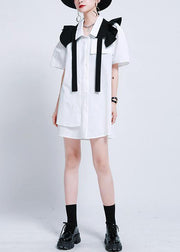 2021 summer White Ruffles asymmetrical design Dress - bagstylebliss