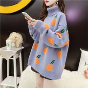 2024 thick warm blue big dotted rabbit wool tops plus size vintage knit sweater