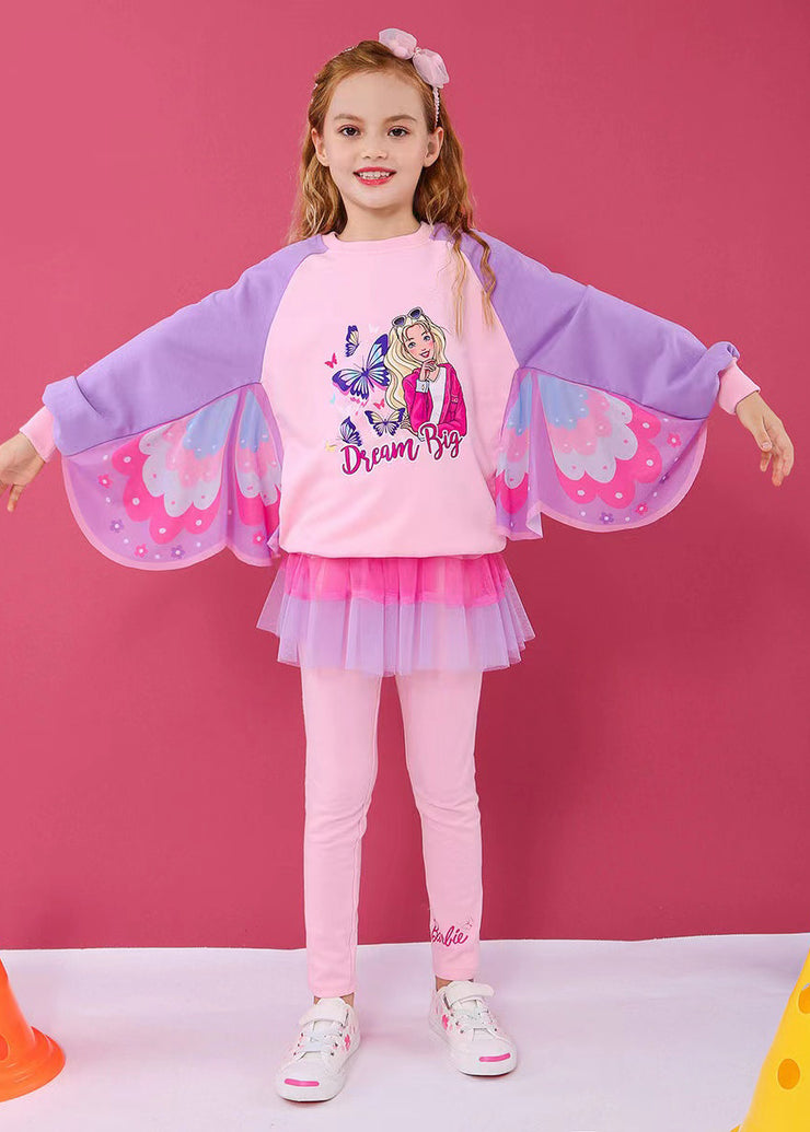 2024 Autumn Cute Princess Butterfly Wings Kids Girls Sports Two Piece Set