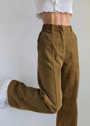 2024 New Pink High Waist Slim Fit Corduroy Straight Casual Pants