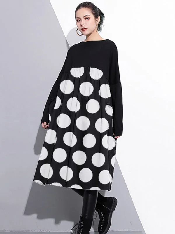 stilvolles schwarzes Etuikleid aus Baumwolle in Übergröße Baumwollkleidungskleid Elegantes Patchwork-Baumwollkleid mit hoher Taille