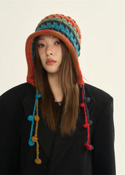 2024 New Style Red Blue Rdge Curl Warm Knitted Boonie Hat