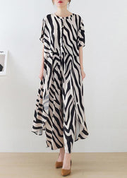 21 Summer Suit Zebra Stripe Silk Wide Leg Pants Irregular Two Piece Set - bagstylebliss