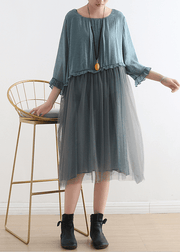 2021 Blue Tull Maxi dresses patchwork chiffon Summer Dresses - bagstylebliss