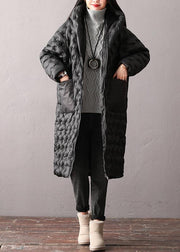Warm Plus Size Winter Coats Black Hooded Zippered Parkas For Women - bagstylebliss