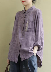 Art Lapel Wrinkled Shirts Inspiration Purple Blouses - bagstylebliss