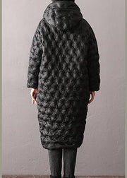 Warm Plus Size Winter Coats Black Hooded Zippered Parkas For Women - bagstylebliss