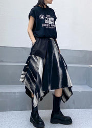 A-line skirt autumn and winter women's large high waist irregular black tie dye skirt - bagstylebliss
