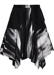 A-line skirt autumn and winter women's large high waist irregular black tie dye skirt - bagstylebliss