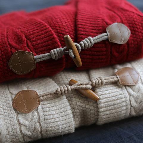 Aesthetic Red knit jacket Loose fitting Loose Deer Print knit outwear - bagstylebliss