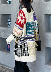 Aesthetic beige ColorBlock Sweater Blouse o neck trendy plus size Winter sweaters - bagstylebliss