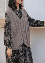 Aesthetic gray clothes v neck sleeveless oversized knitwear - bagstylebliss