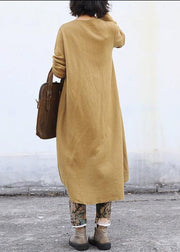 Aesthetic o neck knit outwear oversize yellow asymmetric knitted jackets - bagstylebliss