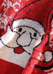 Aesthetic o neck red knit tops oversize Santa Claus top - bagstylebliss