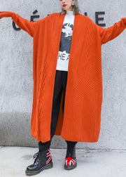 Aesthetic orange plus size winter knit baggy outwear - bagstylebliss