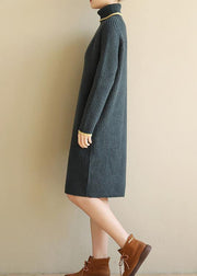 Aesthetic  Sweater high lapel collar dresses Vintage army green daily knitwear - bagstylebliss