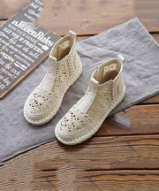 Apricot Boots Hollow Out Breathable Lace Art Splicing