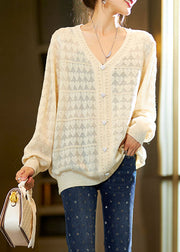 Apricot Nail Bead Chunky Knit Pullover Fall