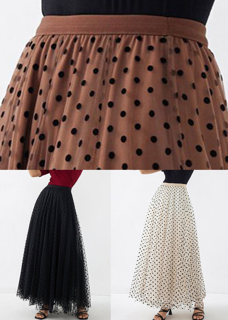 Apricot Print Loose Tulle Skirts High Waist Spring