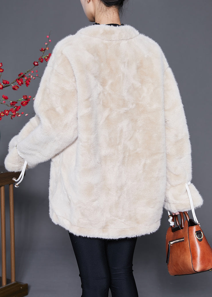 Apricot Warm Mink Velvet Coats Tasseled Button Down Winter