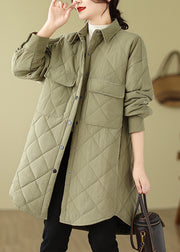 Army Green Fine Cotton Filled Parka Oversized Pockets Winter