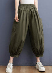 Army Green pocket Patchwork HaremPants Spring