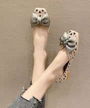 Art Apricot Hollow Out Flats Knit Fabric Bow Flat Feet Shoes