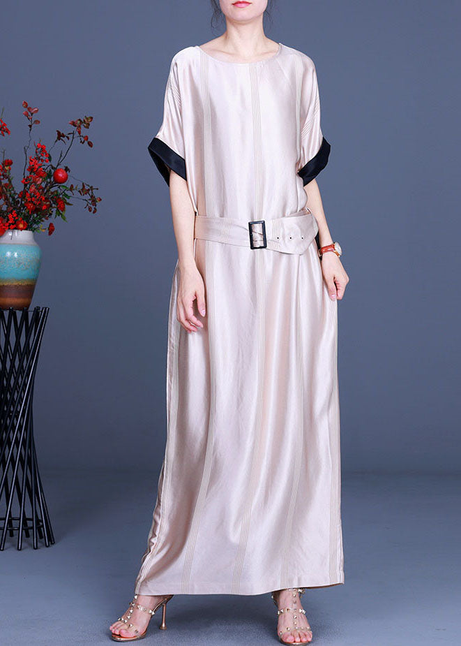 Art Apricot O-Necktie waist fashion Fall Half Sleeve Party Dress