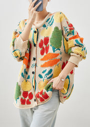 Art Apricot Oversized Jacquard Knit Cardigans Winter