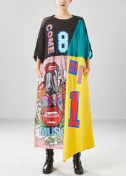 Art Asymmetrical Patchwork Hollow Out Graffiti Dresses Summer