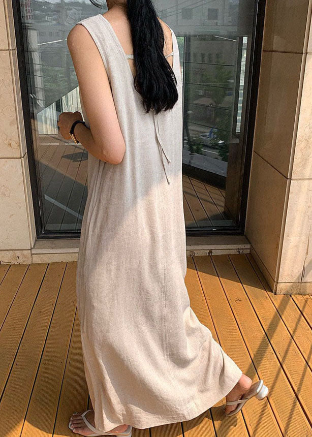 Art Black Backless cozy Cotton Dresses Sleeveless