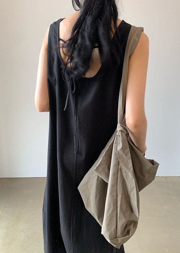 Art Black Backless gemütliche Baumwollkleider ärmellos