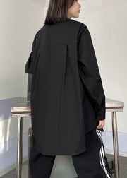 Art Black Clothes For Women Lapel False Two Pieces Loose Spring Blouse - bagstylebliss