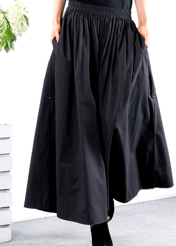 Art Black Loose Pockets Hose mit weitem Bein Frühling