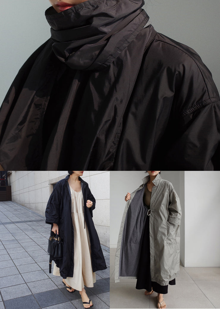 Art Black Bubikragen Taschen Trenchcoats Langarm