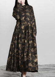Art Black Print Asymmetrical Design Fall Vacation Dresses - bagstylebliss