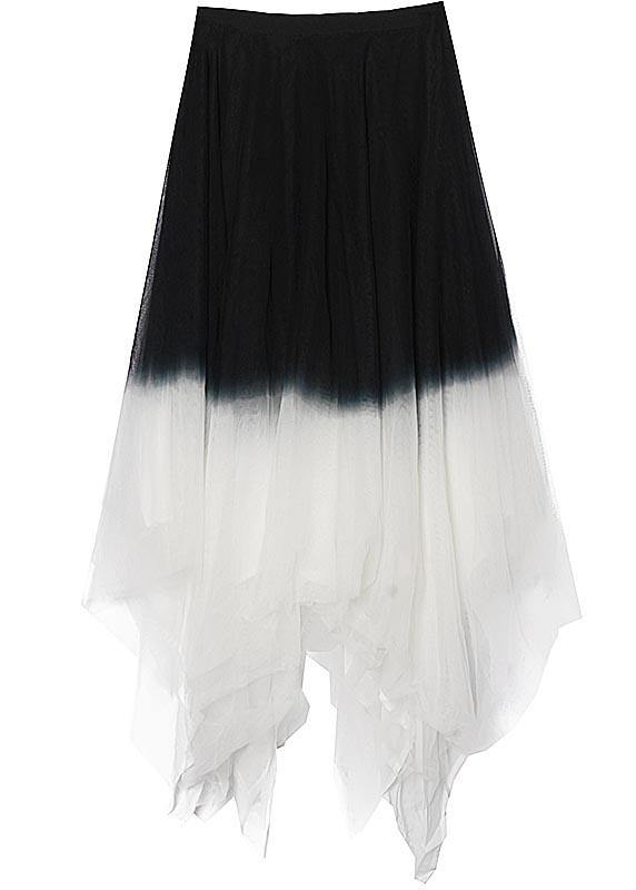 Art Black White Color block tulle Patchwork Skirts Summer - bagstylebliss