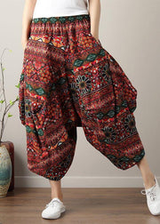 Art Black White Print Wide Leg Cotton Linen Pants Summer - bagstylebliss