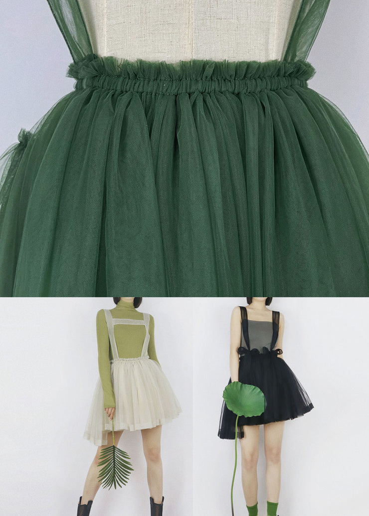Art Blackish Green Asymmetrical Design Tulle Spaghetti Strap Dress Summer