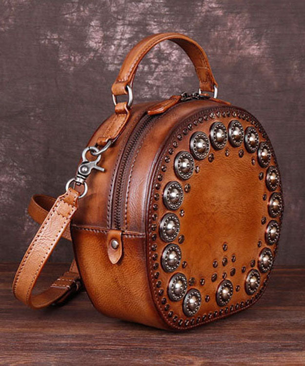 Art Brown Rivet Kalbsleder Satchel Handtasche